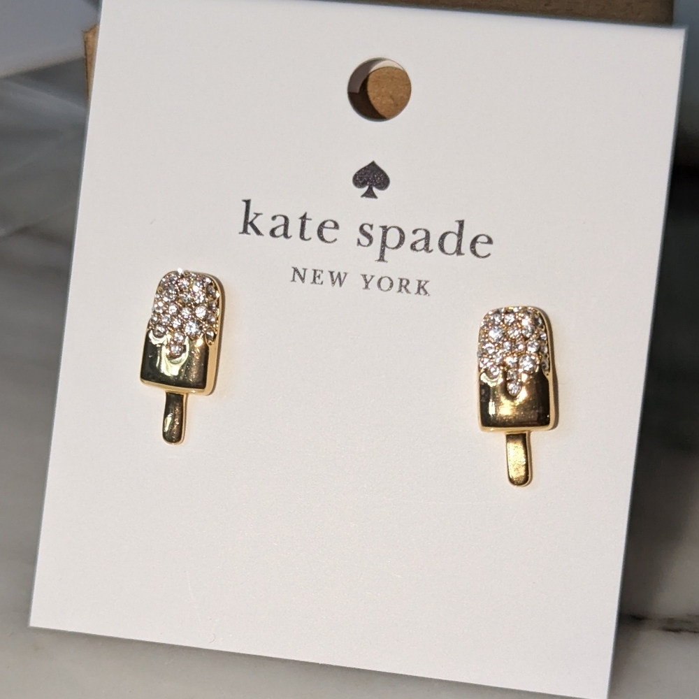 NWT Kate Spade Fast Food Ice Pops Earrings with crystal Sprinkles